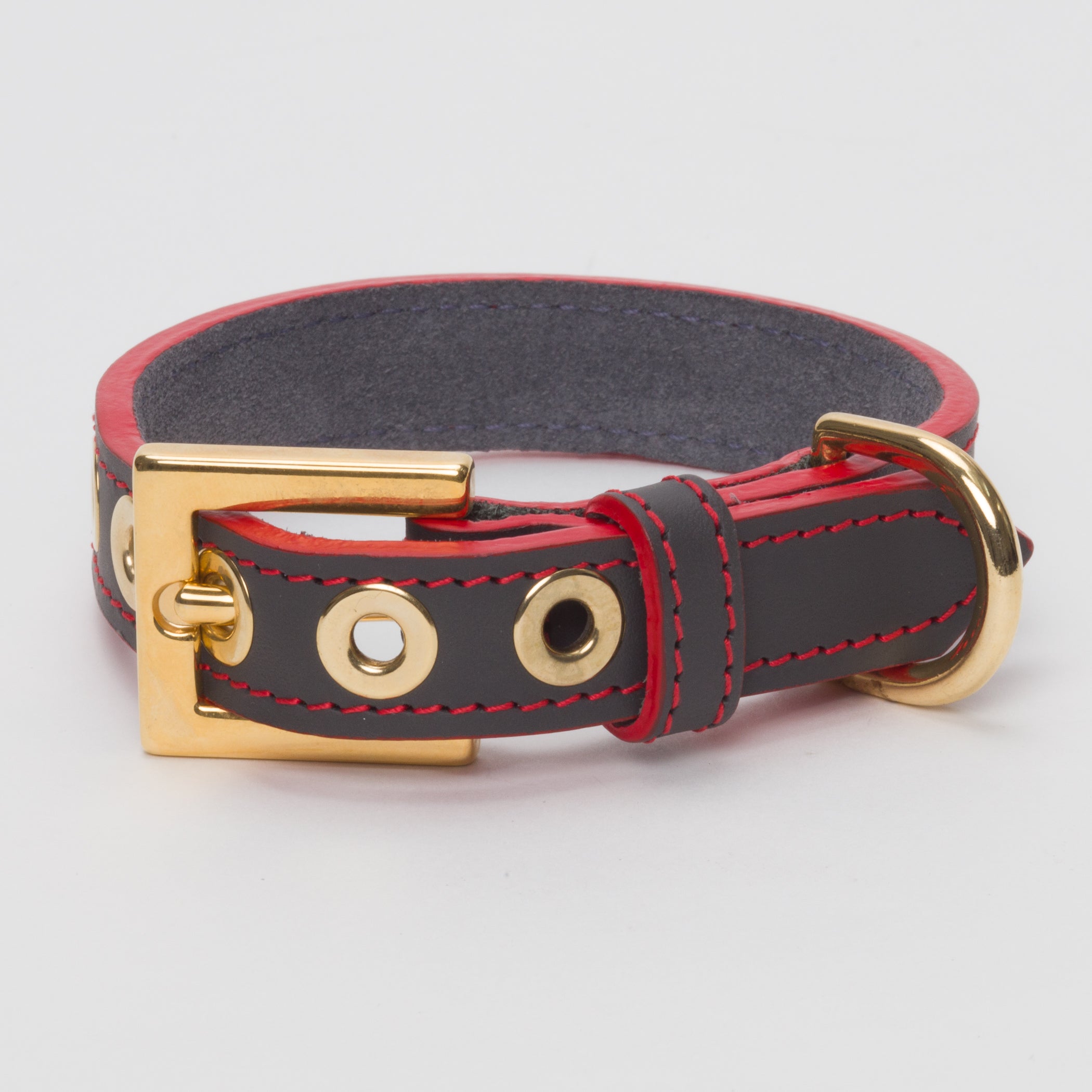 Luxury Leather Dog Collar Grey with Eyelets for Toy & Small Dogs – Leather Collar