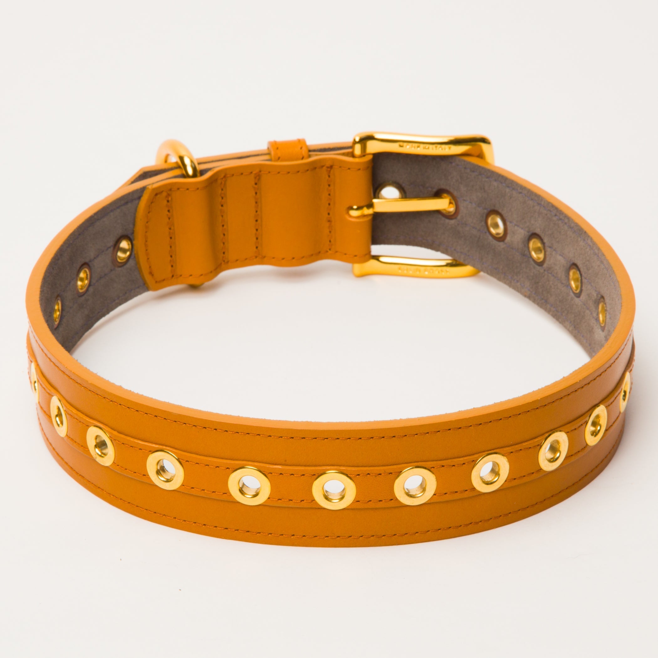 Luxury Leather Dog Collar Nude Tan with Eyelets Large to XLarge Breeds – Leather Collar