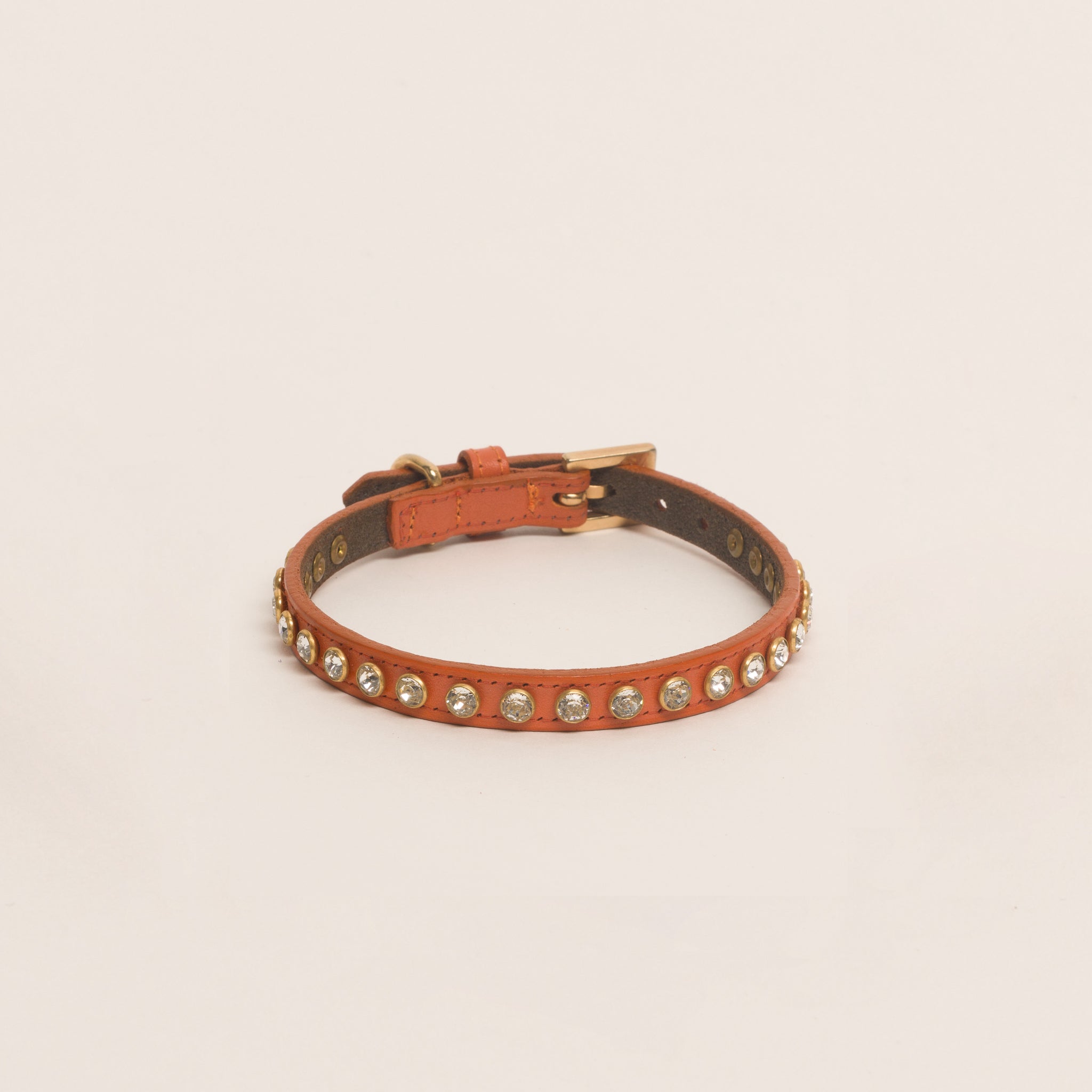 Luxury 1 Row Swarovski Crystal Orange Collar Toy & Small Breeds – Leather Collar