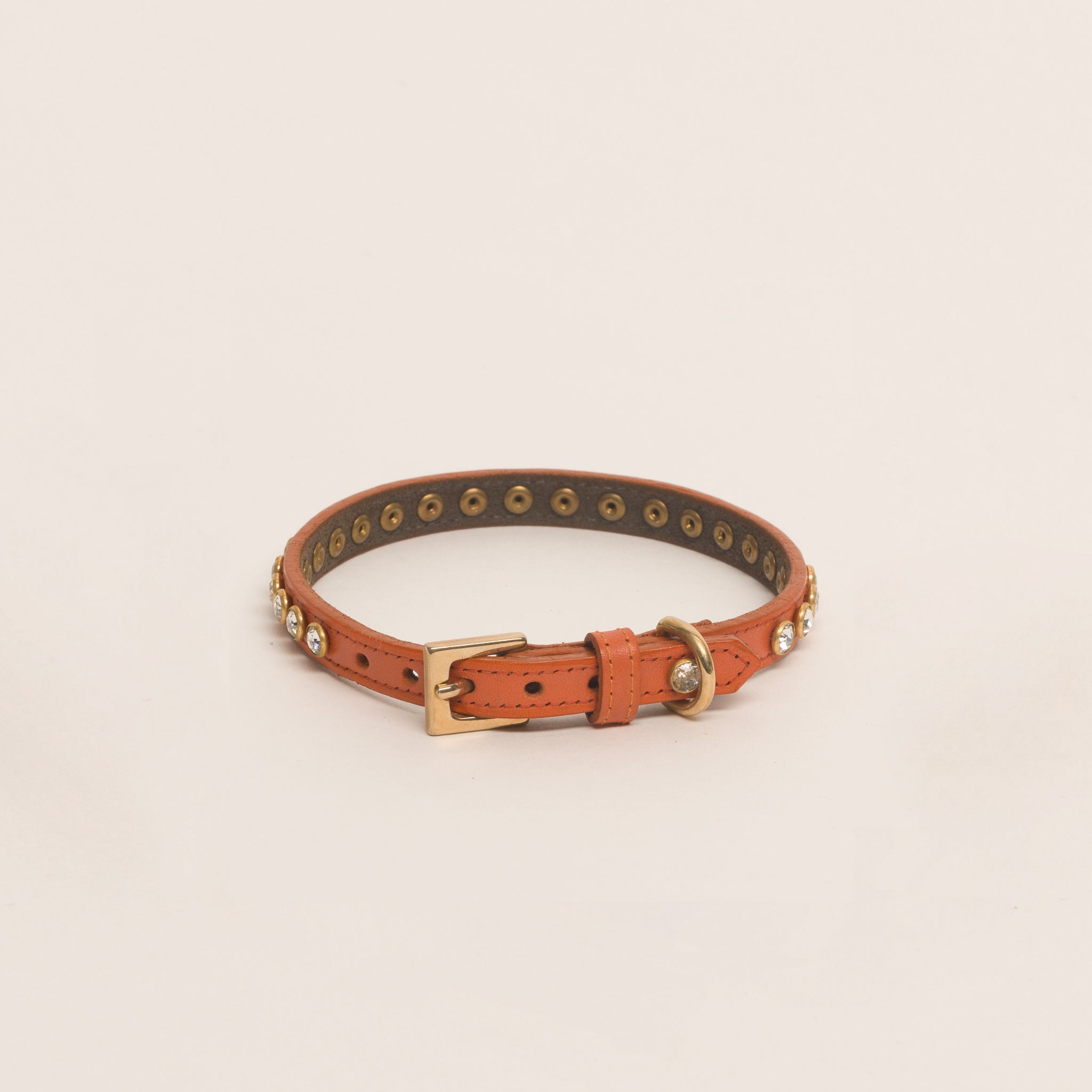 Luxury 1 Row Swarovski Crystal Orange Collar Toy & Small Breeds – Leather Collar