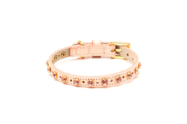 Baby Pink Swarovski Leather Collar