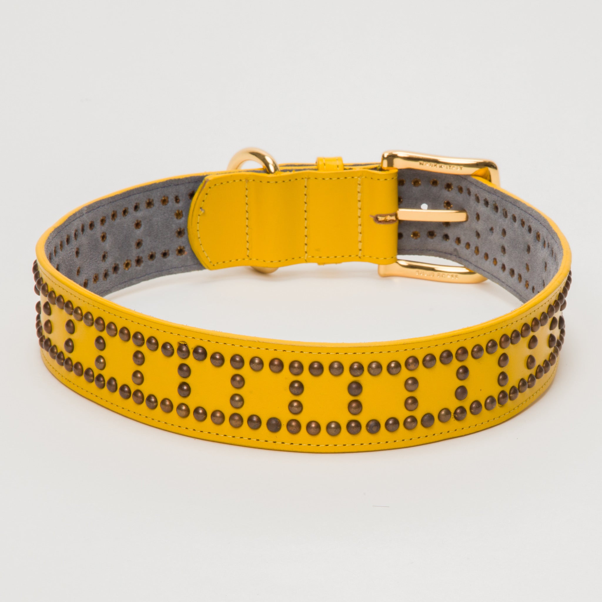 Leather Mustard Collar with Dome Medium & Large Dogs – Leather Collar