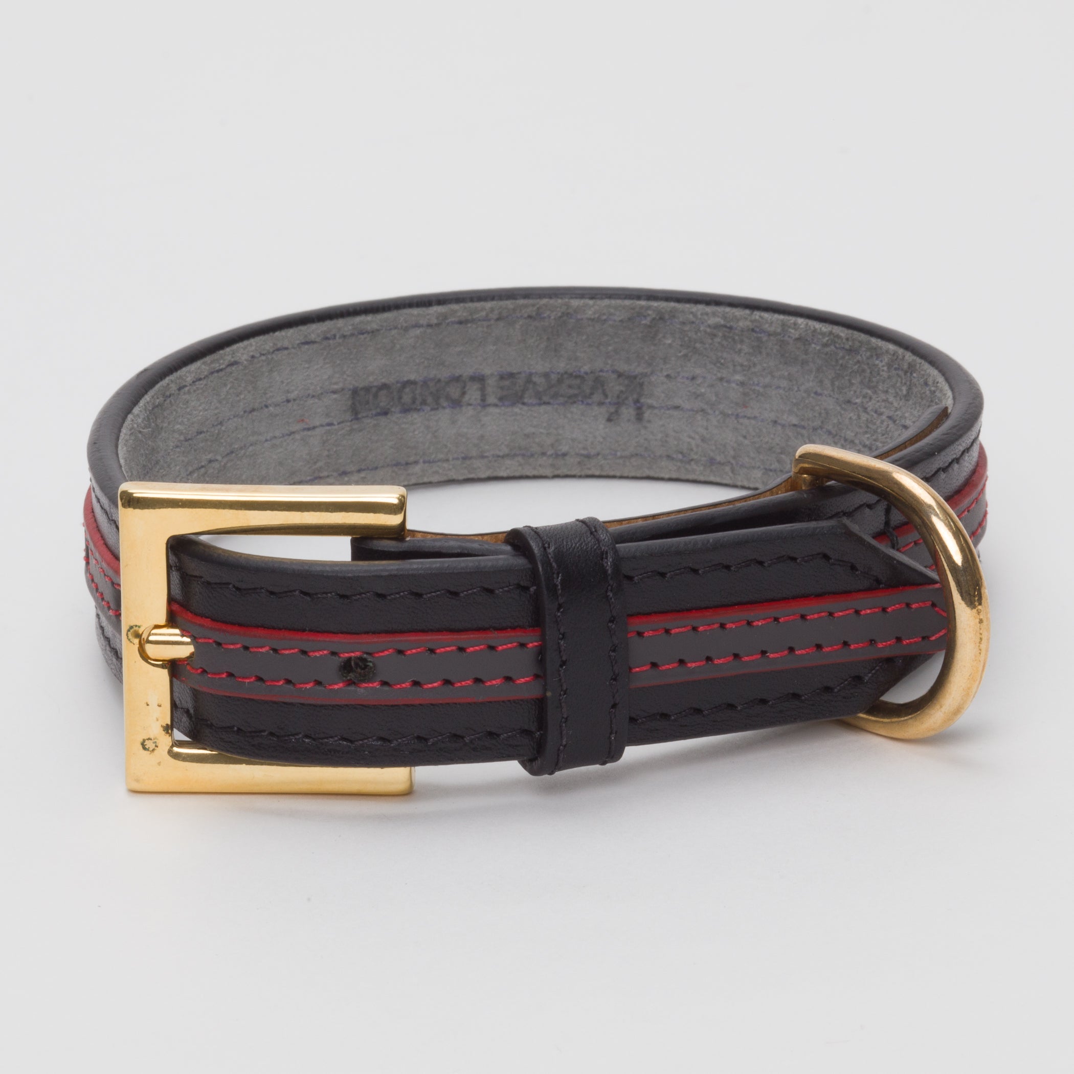 Luxury Leather Dog Collar Red on Black XXLarge Puppies – Leather Collar