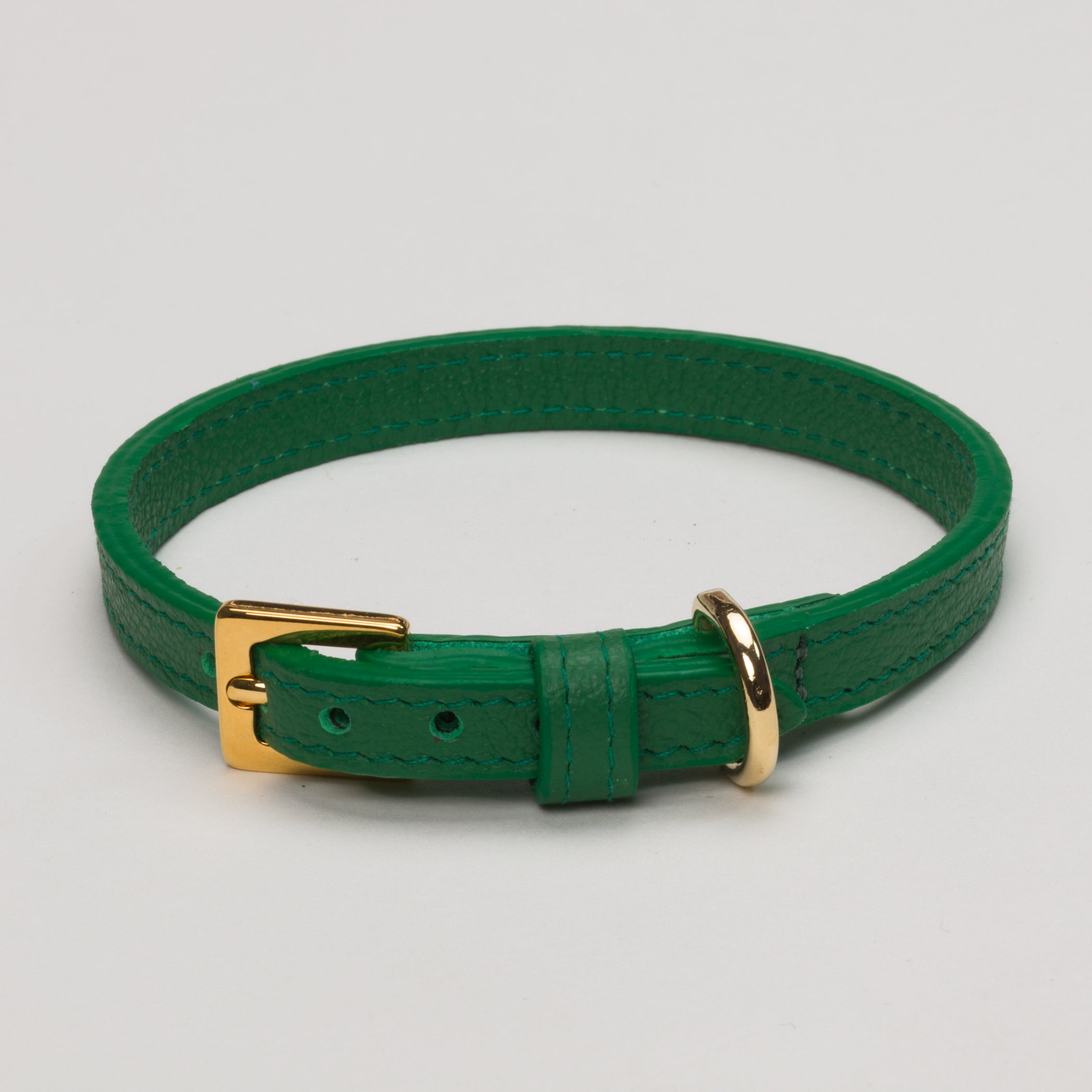 Racing Green Collar for Kittens and Cats – Leather Collar