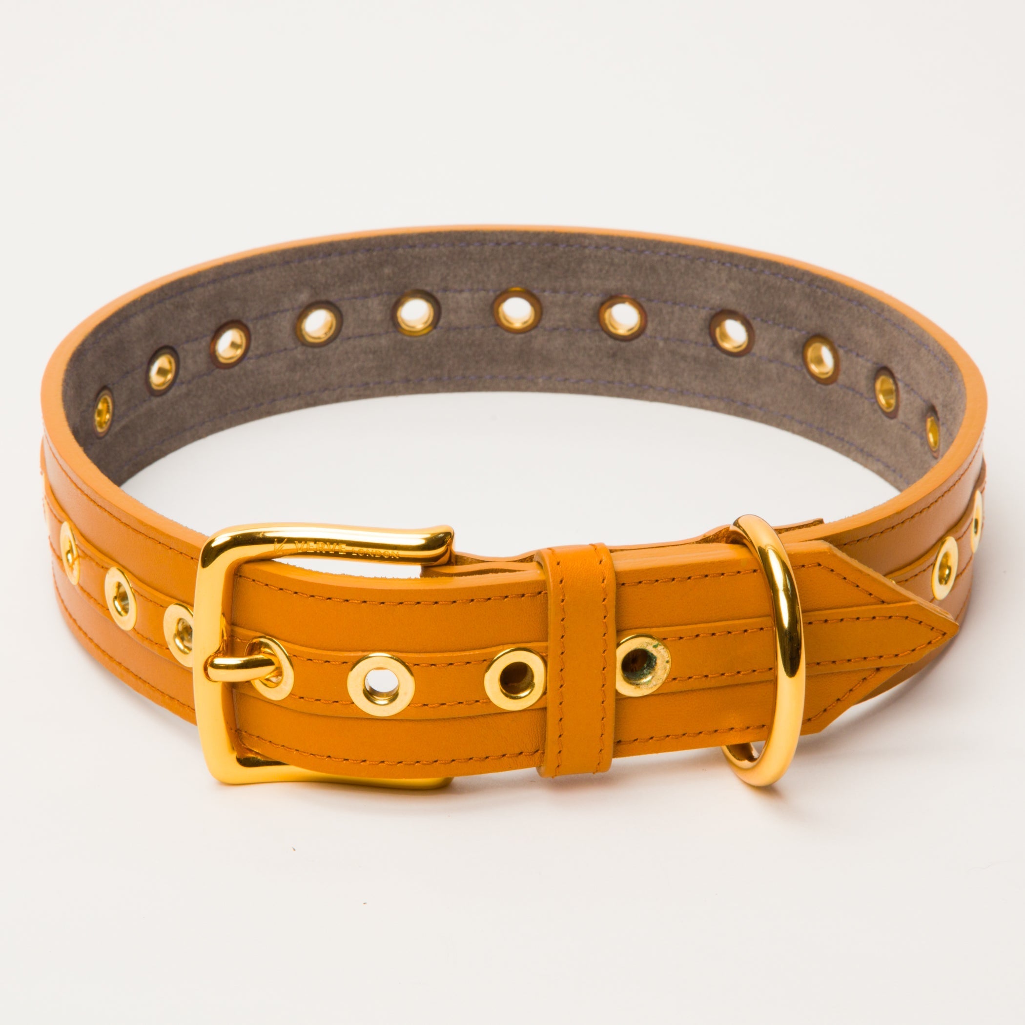 Luxury Leather Dog Collar Nude Tan with Eyelets Large to XLarge Breeds – Leather Collar