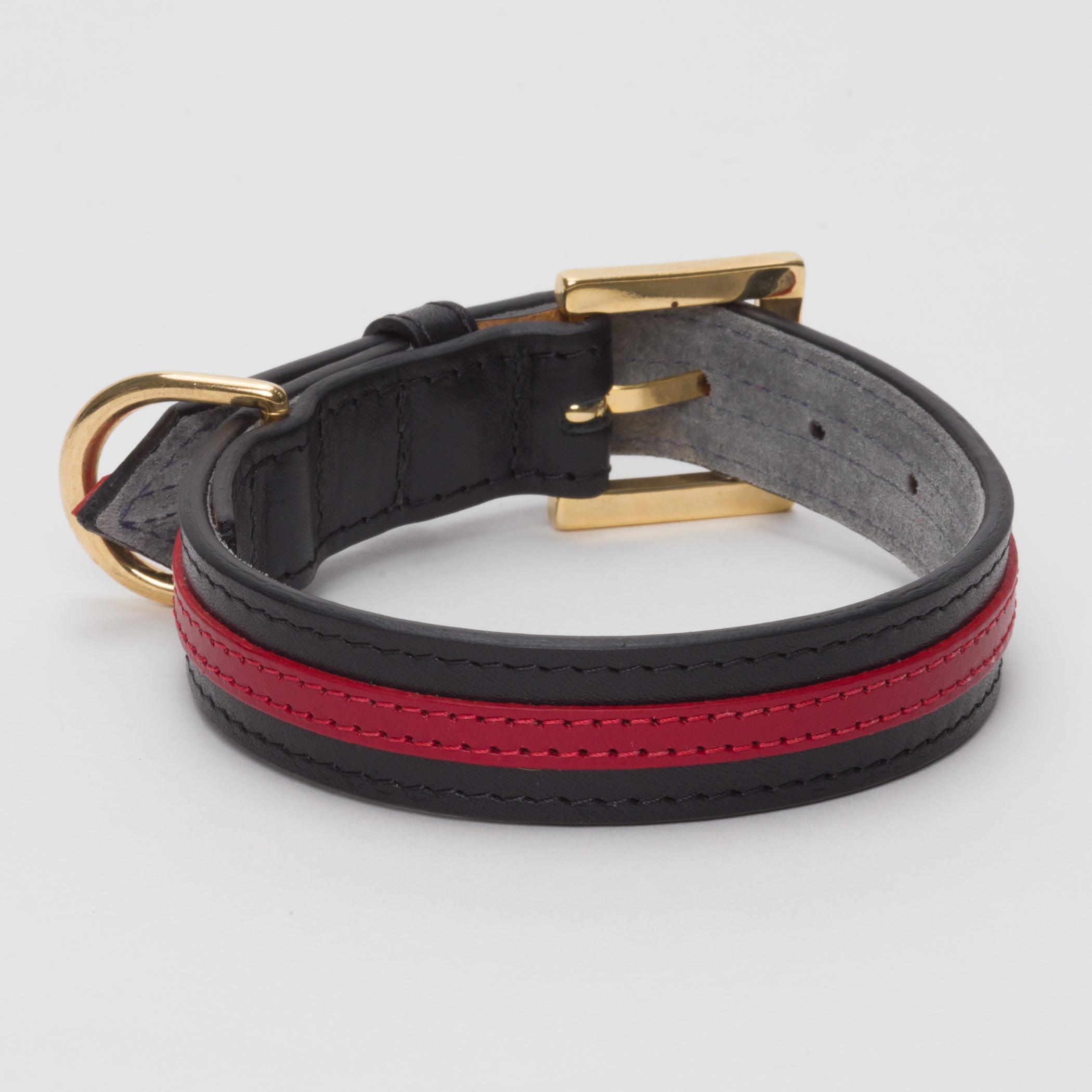 Luxury Leather Dog Collar Red on Black Medium & Large Dogs – Leather Collar
