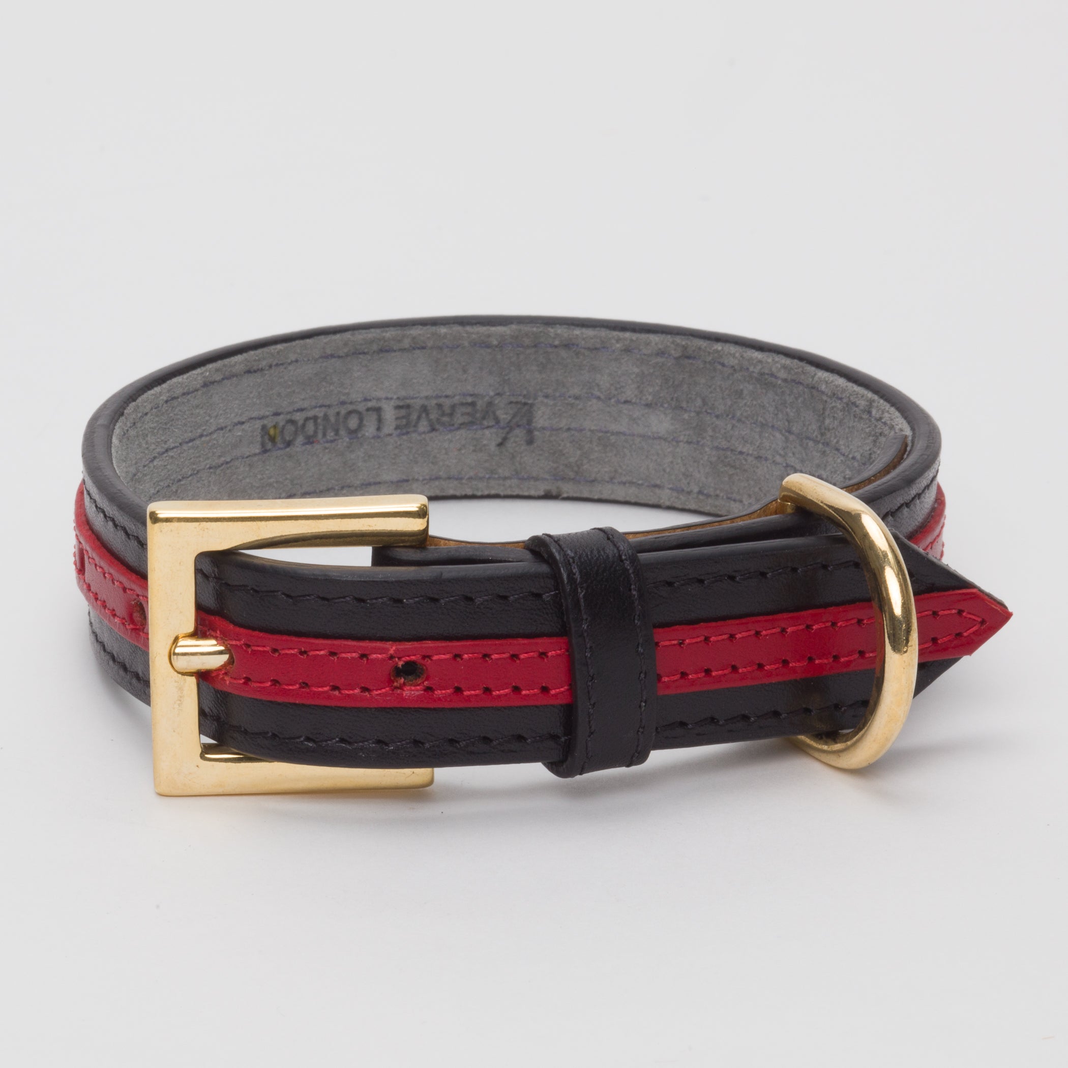 Luxury Leather Dog Collar Red on Black Medium & Large Dogs – Leather Collar