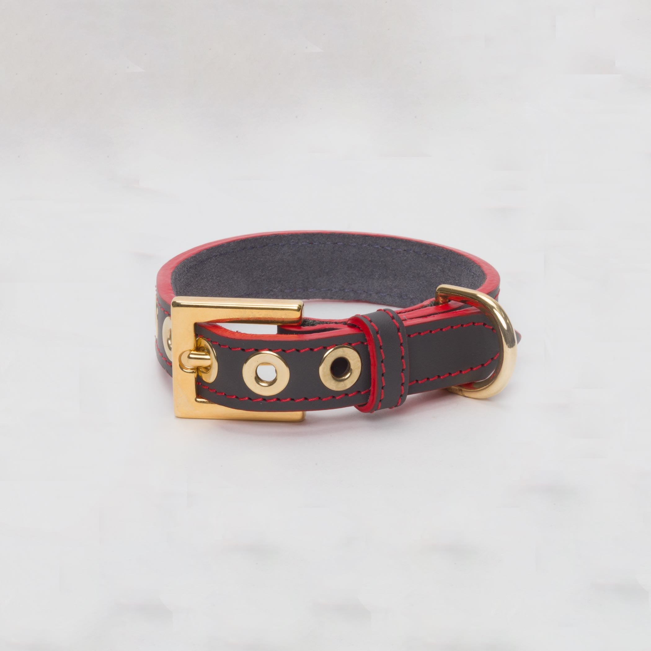 Luxury Leather Dog Collar Grey with Eyelets for Toy & Small Dogs – Leather Collar