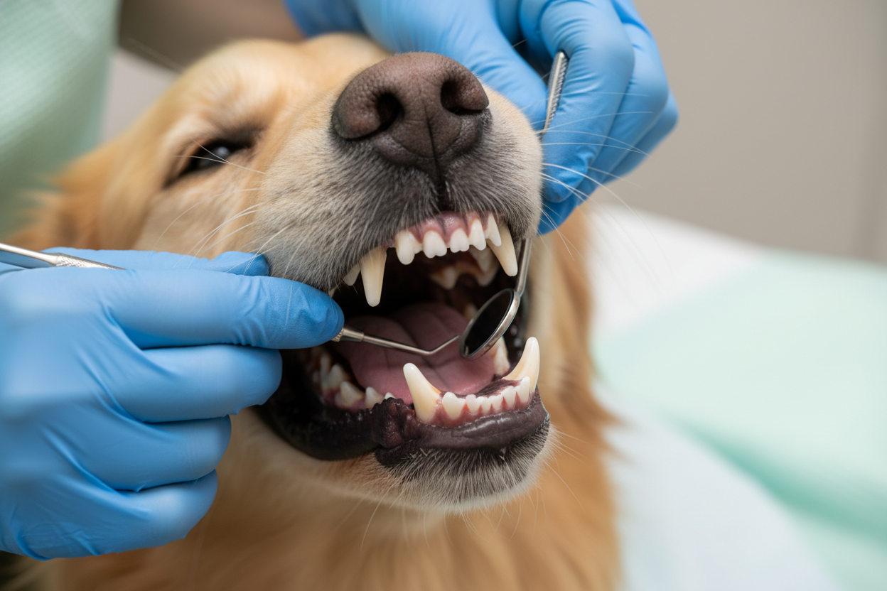 show a close up detail of the pet dental service and less background