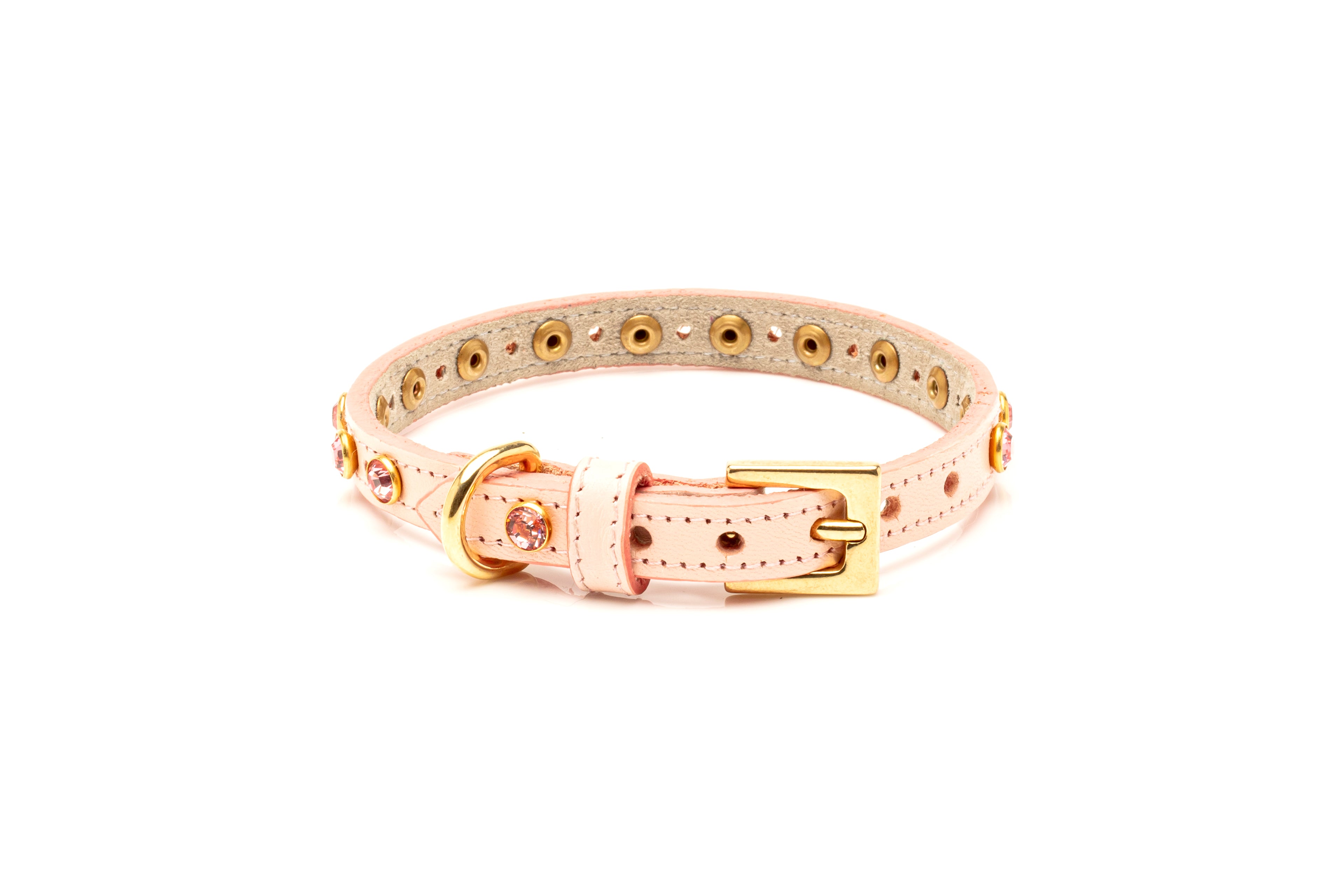 Baby Pink Swarovski Leather Collar